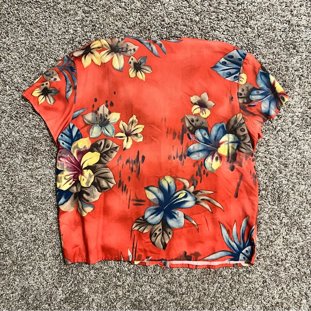 Hilo Hattie Reddish Orange Floral top and skirt set size size medium - Picture 4 of 14